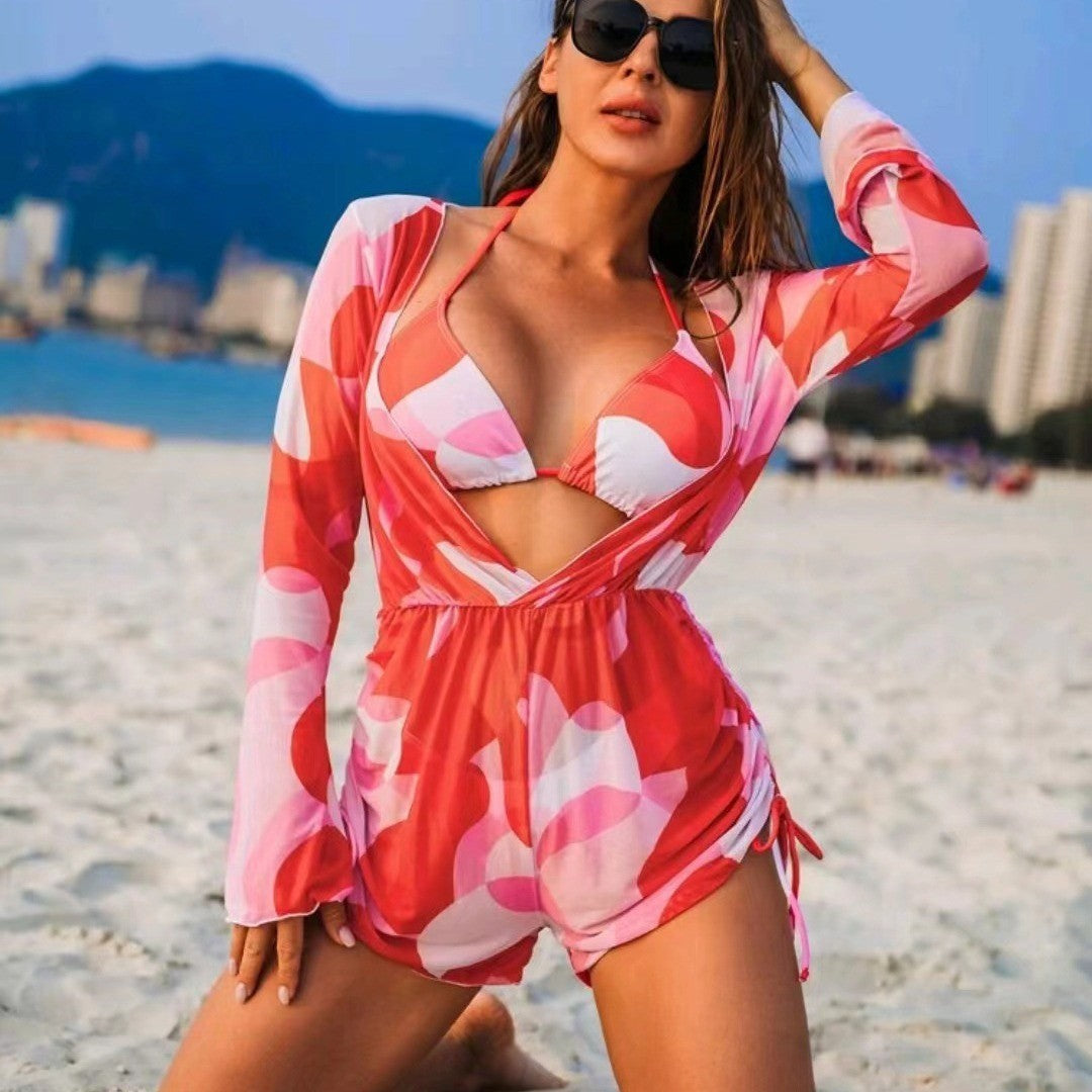 Swimwear One Piece Long Sleeves Mesh Outerwear Bikini Three Piece Swimsuit Women Bikini Bella Mia